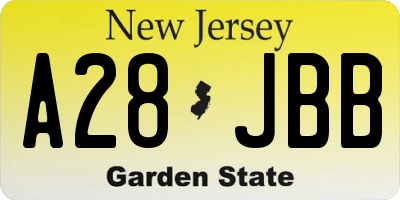 NJ license plate A28JBB