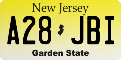 NJ license plate A28JBI