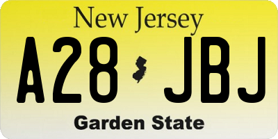NJ license plate A28JBJ