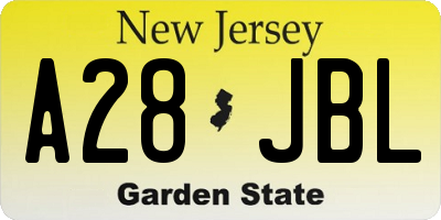 NJ license plate A28JBL