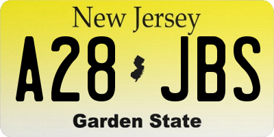 NJ license plate A28JBS