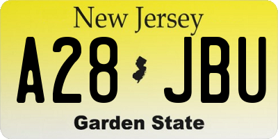 NJ license plate A28JBU