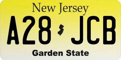 NJ license plate A28JCB