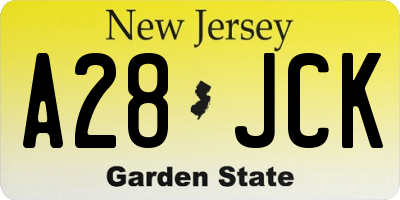 NJ license plate A28JCK