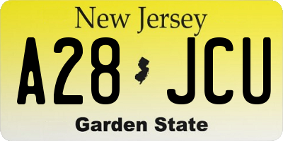 NJ license plate A28JCU