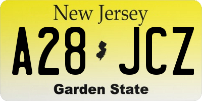 NJ license plate A28JCZ