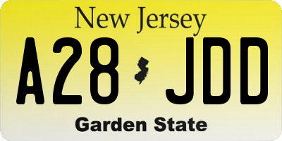 NJ license plate A28JDD