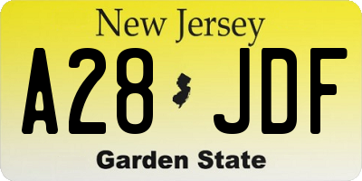 NJ license plate A28JDF