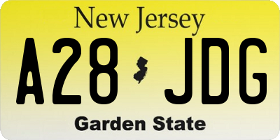 NJ license plate A28JDG