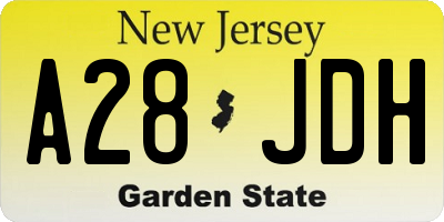NJ license plate A28JDH