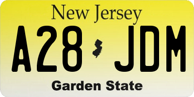 NJ license plate A28JDM