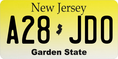 NJ license plate A28JDO