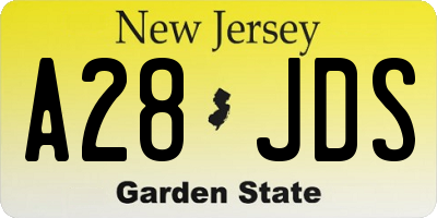NJ license plate A28JDS