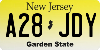 NJ license plate A28JDY