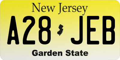 NJ license plate A28JEB