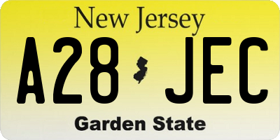 NJ license plate A28JEC