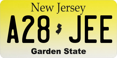 NJ license plate A28JEE