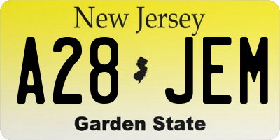 NJ license plate A28JEM