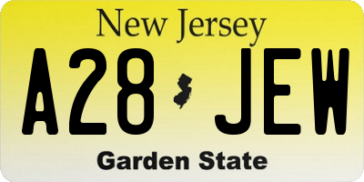 NJ license plate A28JEW