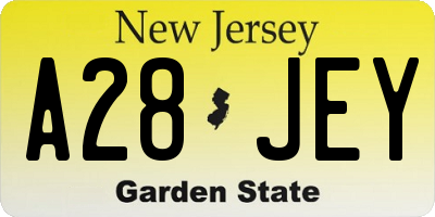 NJ license plate A28JEY