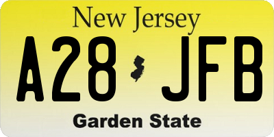 NJ license plate A28JFB