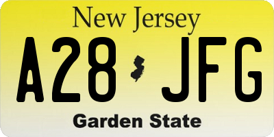 NJ license plate A28JFG