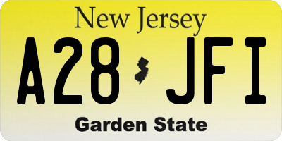 NJ license plate A28JFI