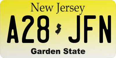 NJ license plate A28JFN