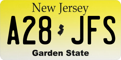 NJ license plate A28JFS