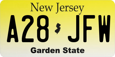 NJ license plate A28JFW