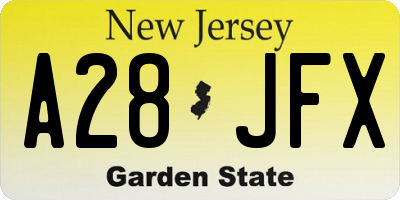 NJ license plate A28JFX