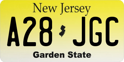 NJ license plate A28JGC