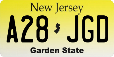 NJ license plate A28JGD