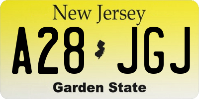 NJ license plate A28JGJ