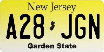 NJ license plate A28JGN