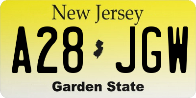 NJ license plate A28JGW