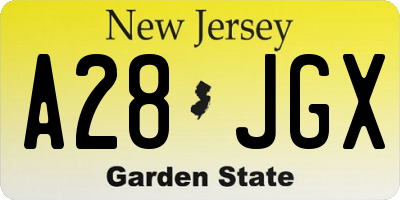 NJ license plate A28JGX