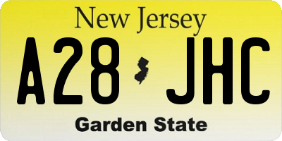 NJ license plate A28JHC