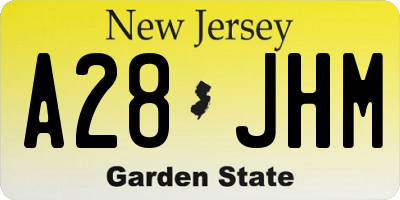 NJ license plate A28JHM