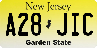 NJ license plate A28JIC