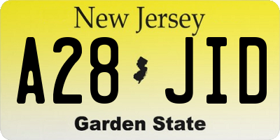 NJ license plate A28JID