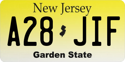 NJ license plate A28JIF