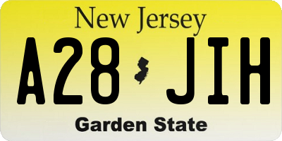 NJ license plate A28JIH