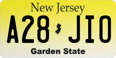 NJ license plate A28JIO