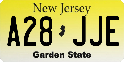 NJ license plate A28JJE