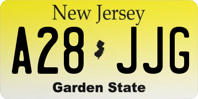 NJ license plate A28JJG