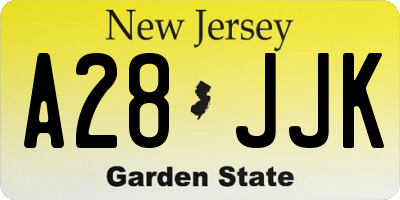 NJ license plate A28JJK