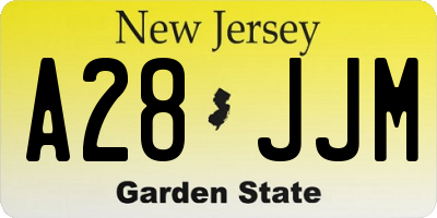 NJ license plate A28JJM
