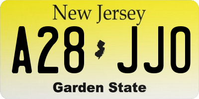 NJ license plate A28JJO