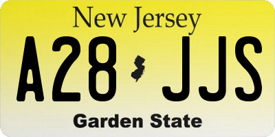 NJ license plate A28JJS